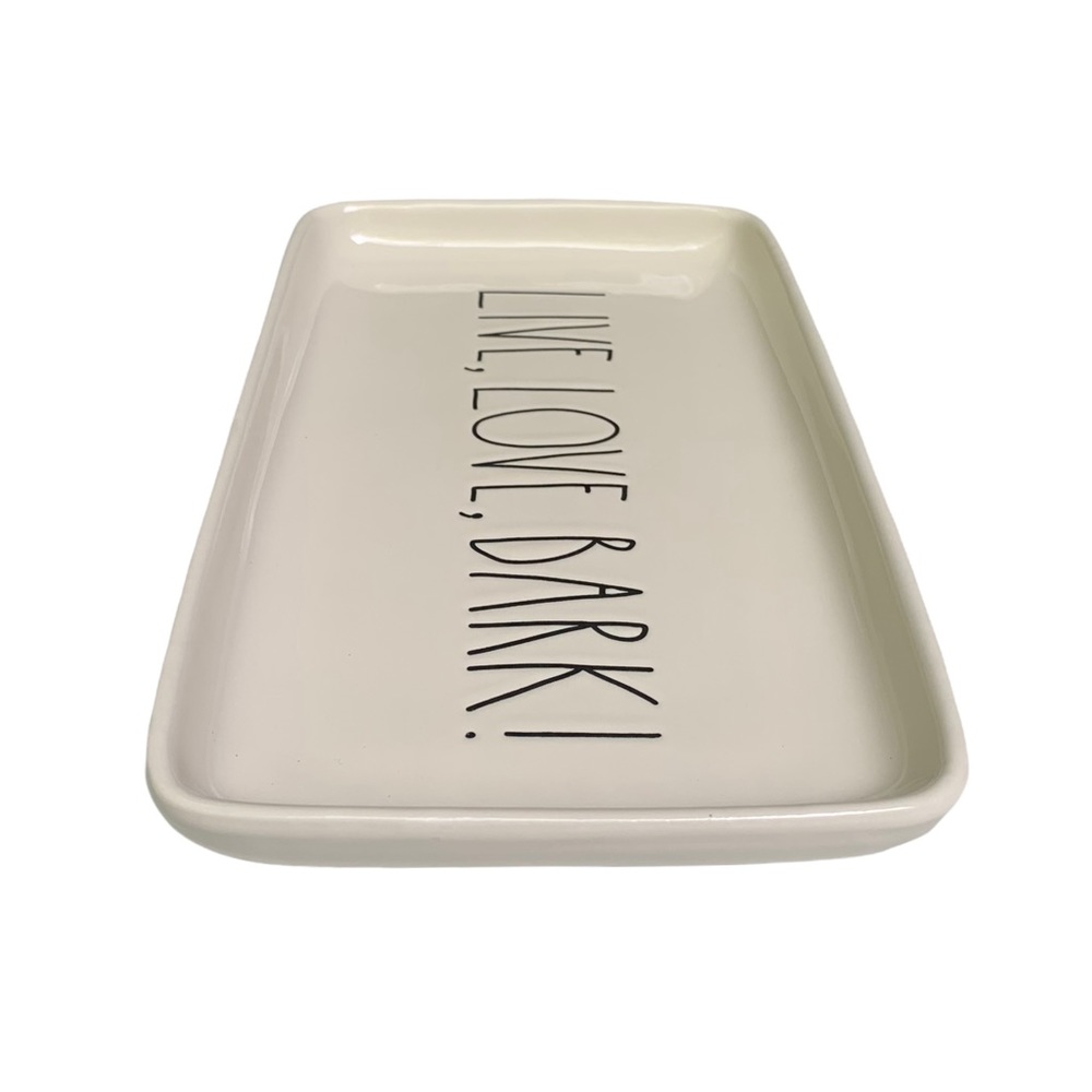 Rae Dunn LIVE LOVE BARK Dish Tray Trinket Holder White Dimples NWT 2017 OG - Picture 5 of 15